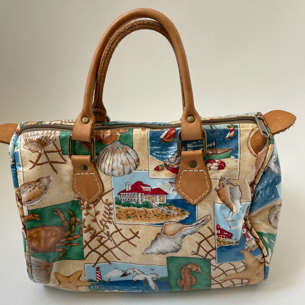 Hpvintage Beach Themed Bag Seashells Lighthouse